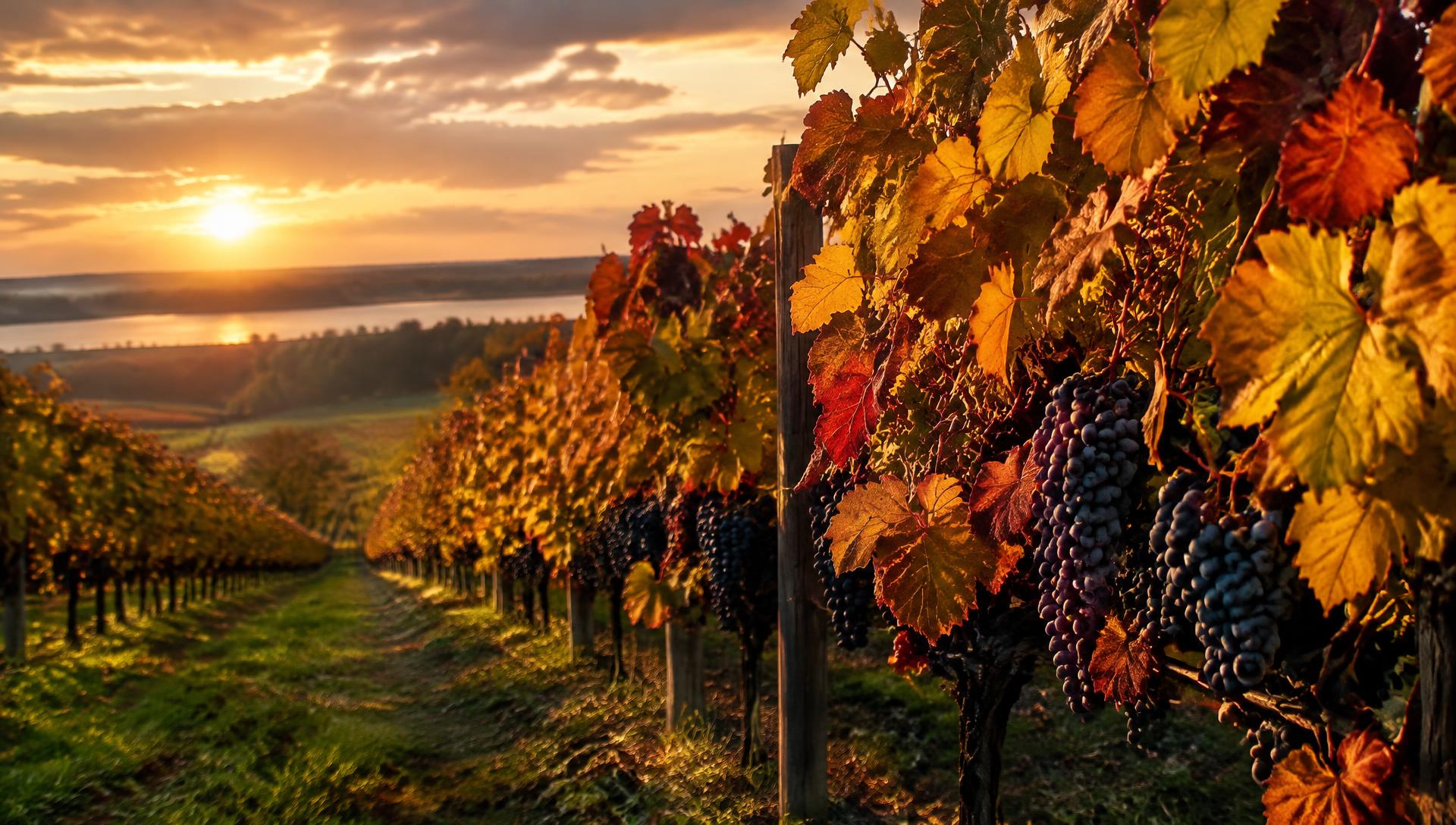 Long Island vineyard in autumn